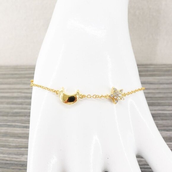 Tory Burch Star Moon Charm Logo Bracelet Gold OS - Picture 7 of 14